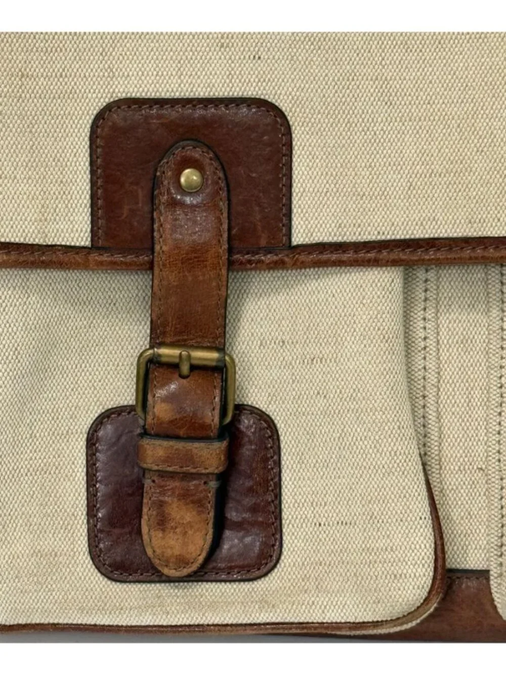 Fossil Men's Greenville Messenger Bag Canvas Cowhide Leather Travel Classic